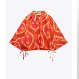 Zara button up crop top